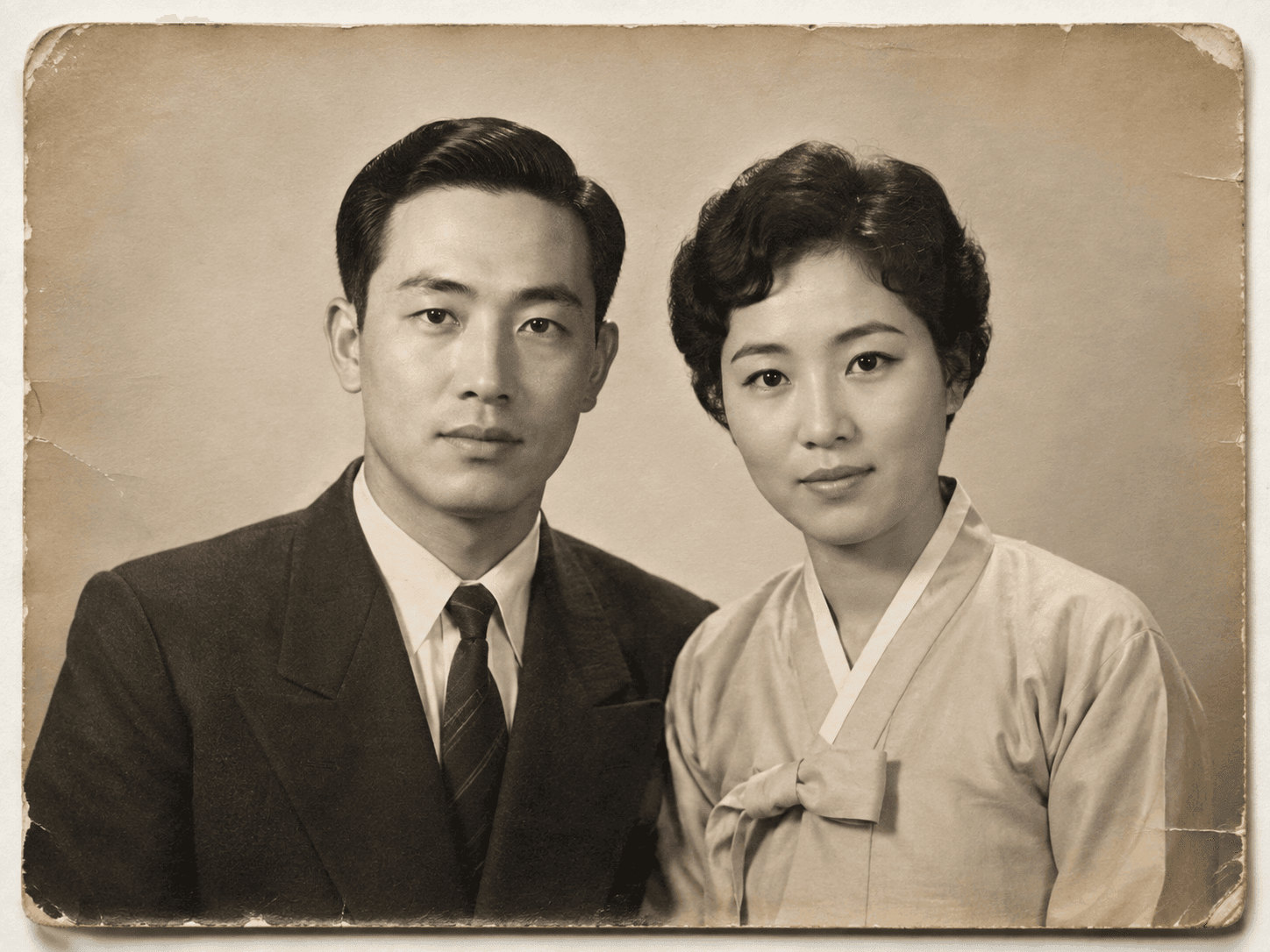 복원된 옛 부부 인물 사진 예시